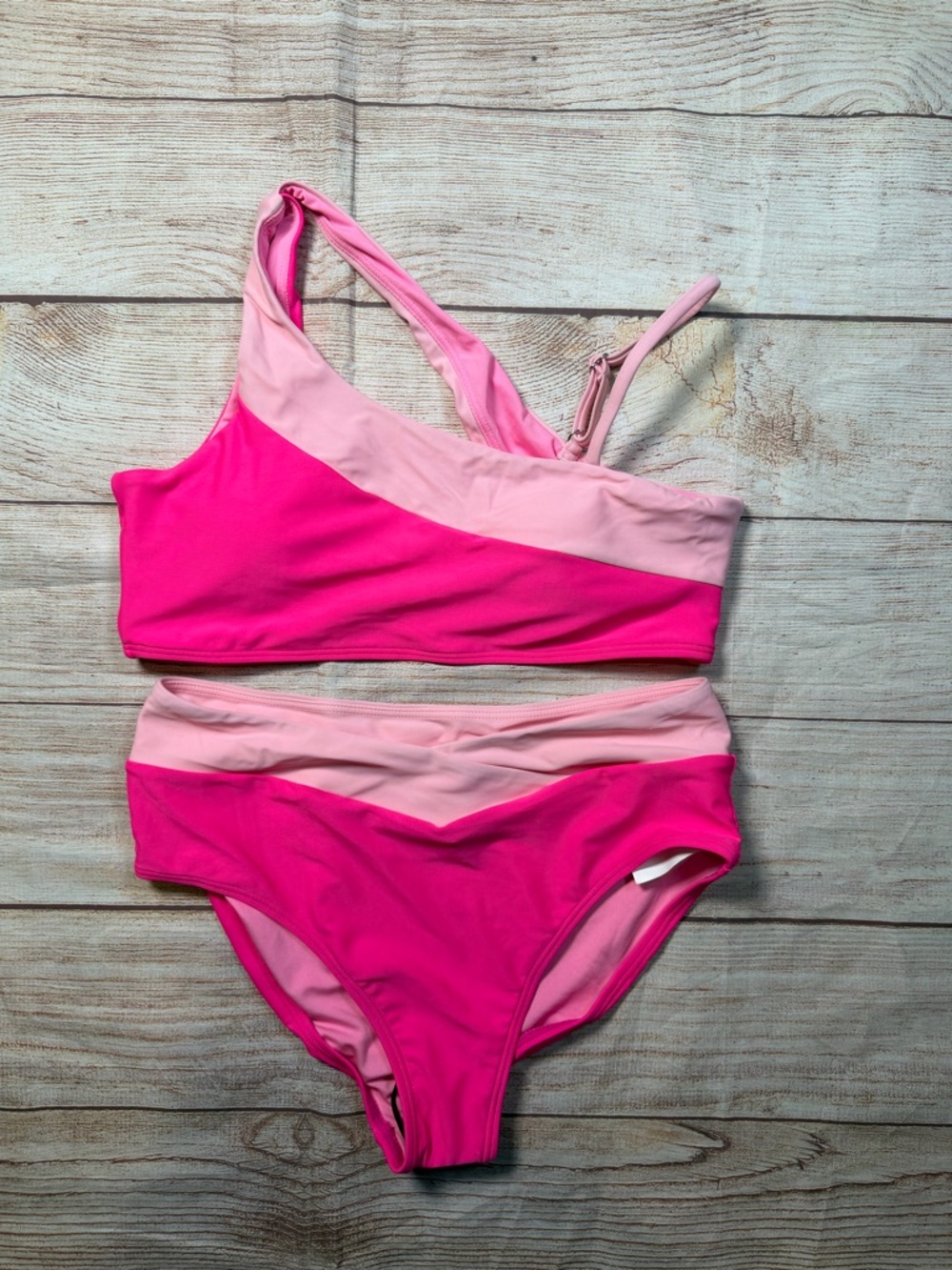 NWOT Pink Two-Tone High-Waist Bikini Set